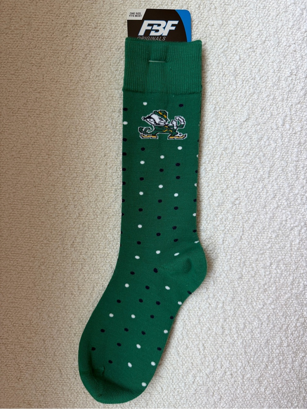 Men’s Notre Dame Green Polka Dot Dress Socks